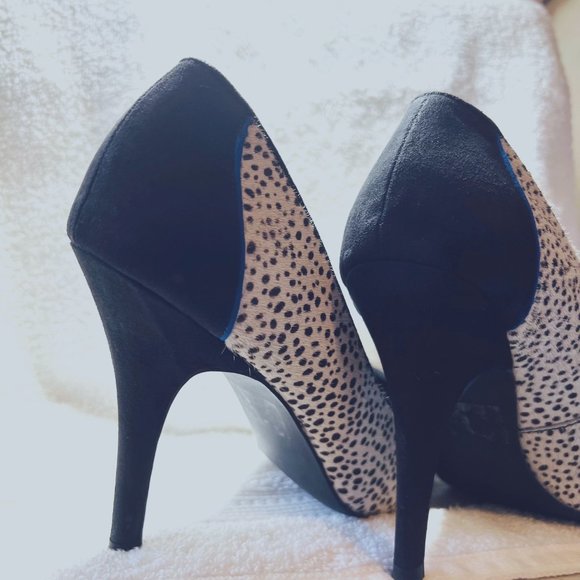 LuLu Townsend Heels-Animal Pring Pump-4" heels-blue stripe-8.5 Medium - Picture 6 of 13